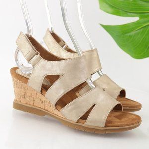 EuroSofft Women's Sadra Sandal Size 7.5 Wedge Ivory Beige Gladiator Strappy
